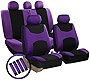 Automotive Seat Covers Purple Universal Fit Combo Set with Steering Wheel Cover and Seat Belt Pad fits most Cars, SUVs, and Trucks (Airbag Compatible and Split Bench) FH Group FB030PURPLE-COMBO