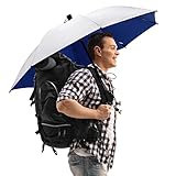 G4Free 46 Inch Large Hiking Umbrella Ultralight UV Silver Reflective Full-size Trekking Backpacking Umbrella (Silver/Blue)