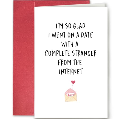 SuperShunhu Funny Anniversary Card for Husband Wife, Hilarious Wedding Anniversary Card, Valentine's Day Card Gifts for Him Her, Internet Stranger Greeting Card, Online Dating Card
