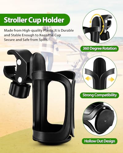 2 Pieces Stroller Drink Holders, Universal Cup and Water Bottle Holder, 360-degree - Image 3