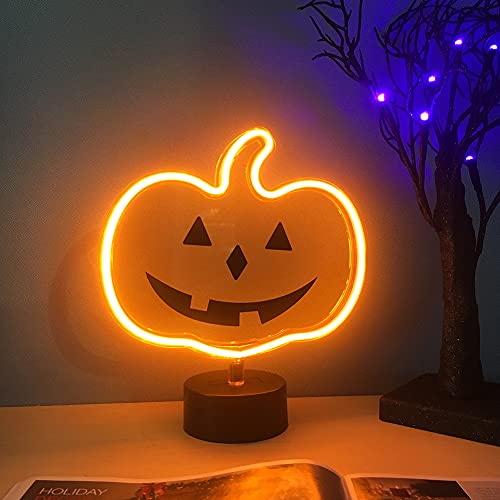 Néon lumineux citrouille Halloween pour illuminer une pièce sombre sans prise de courant