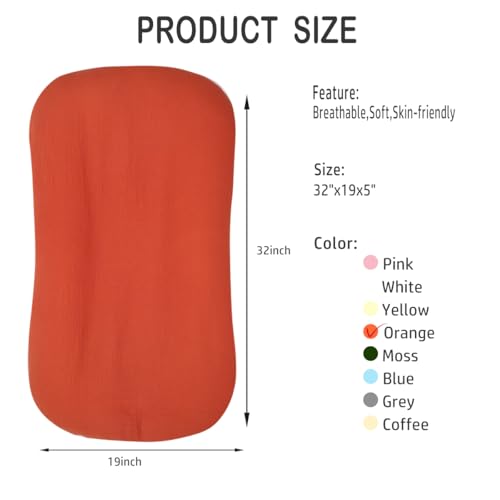 Bubbyhuts Infant Support Cushion - Baby Support Cushion for Newborn 0-24 Months, Muslin Cover，Portable Breathable & Soft Tummy Time Mat for Home and Travel - Orange by Bubbyhuts - Image 2