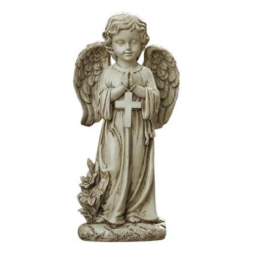 Decorazioni di angeli solari per giardino, statua di angeli da giardino - Decorazione da giardino solare in resina con luce calda | Scultura di angelo da esterno impermeabile per barche, terrazza, pat