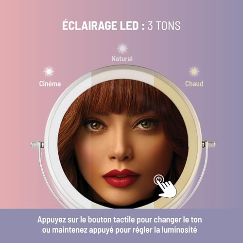 Miroir de maquillage rechargeable x10 doté d'un éclairage puissant - 4
