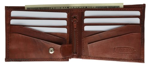 Marshal Wallet Genuine Leather Men's Bifold Wallet Button Snap Flap Out2