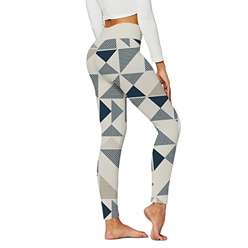LAOSU Pantalones de yoga para mujer, estilo tribal, leggings estampados, pantalones de equitación para mujer, tallas grandes, beige, M