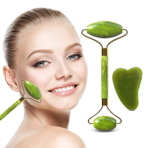 Jade Roller With Gua Sha Scraper For Face | Beauty Roller to Improve