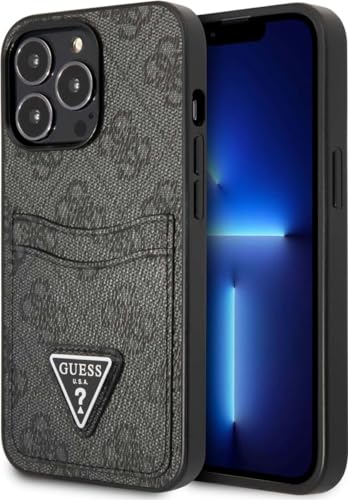 GUESS 4G Coque Rigide Double Carte Triangulaire pour iPhone 13 Pro Noir