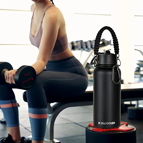 KXIAOCHEN Insulated Water Bottle With Strap, Cold For 48 Hrs Leak Proof, Triple Wall Stainless Steel Sports Water Bottle With Straw And Spout Lid For Gym Hiking Travel, 32 oz, Dark-Night by KXIAOCHEN - Image 7