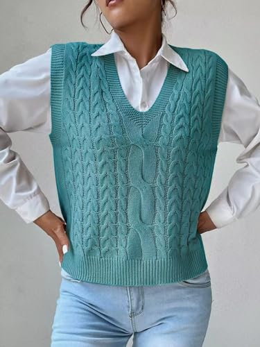 Image of Womens Sweater Vest Sleeveless Cotton Casual V Neck Pullover