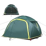 EchoSmile 3-5 Person Family Camping Tent, Waterproof Windproof Heavy Duty Dome Shelter, Easy Setup Multi-Pole Cabana with Extra Storage Room for Wet Bags & Shoes, Outdoor Hiking Travel - Green