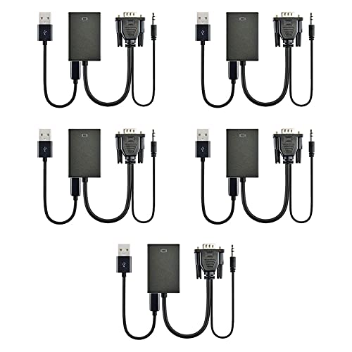 Cabo Conversor De Vídeo VGA Macho Com Audio P2 Para HDMI Fêmea Com Alimentação USB Exbom CC-VHA30