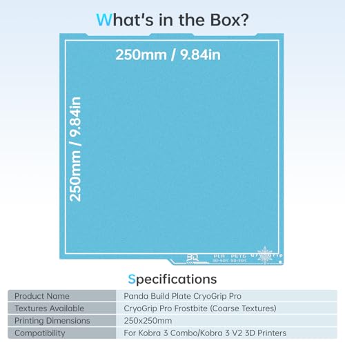 Image of BIQU CryoGrip Pro Frostbite for Kobra 3 Combo 3D Printer 250x250mm Cold Build Plate Room Temperature Print Double Sided Upgrade Plate Removable Surface Platform