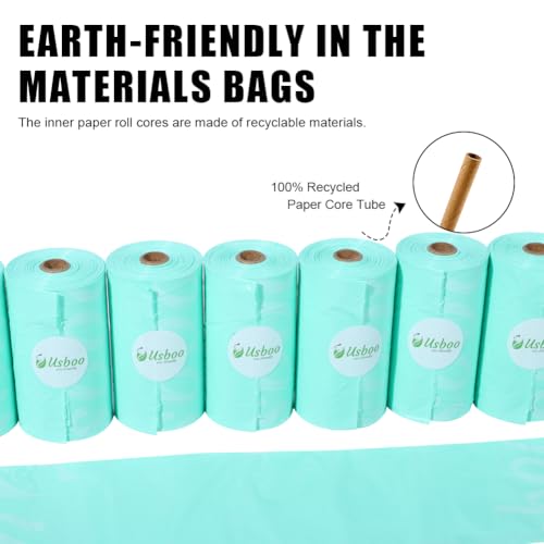 Image of USBOO Scented Disposable Diaper Bags, 8 Rolls / 120 Bags, Blue | Leak-Proof Biodegradable Diaper Bags with Dispenser, Ideal for Home & On-the-Go, Soiled Diapers & Pet Waste, Fresh Scent