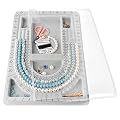 INDIVSHOW The Bead Board with Clear Cover,Grey Flocked,6 Recessed Compartments,3 U-Shaped Channels,Design Boards for Jewelry Bracelet Necklace Making DIY
