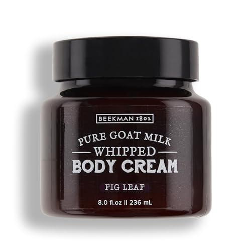 Beekman 1802 Whipped Body Cream, Fig Leaf - Scented - 8 oz - Intensely Hydrating & Softens Skin - With Goat Milk - Good for Sensitive Skin - Cruelty Free