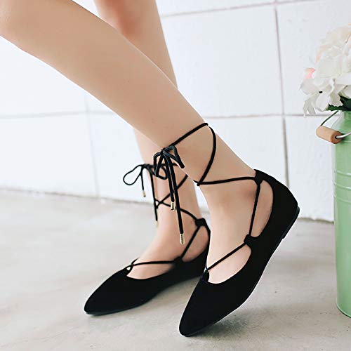 Gicoiz Women Pointed Toe Lace Up Casual Ballet Flats4