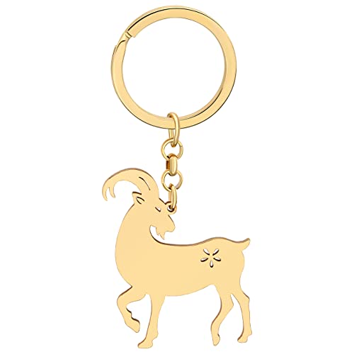 WEVENI Stainless Steel Goat Keyring Key Chain Rings Purse Bag Charms for Women Girls