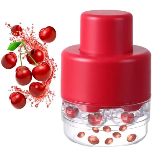 Cherry Pitter Tool, 7-Hole Portable Push-Down Cherries Seed Remover Fruit Pit Remover Kitchen Gadget for Home (red)