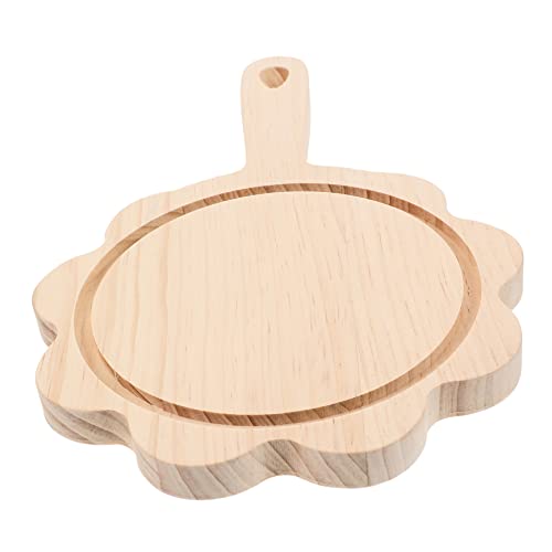 Mikinona Wooden Pizza Peel Round Cheese Board Serving Platter Bread Tray Easy to Clean Multi-use for Home Kitchen