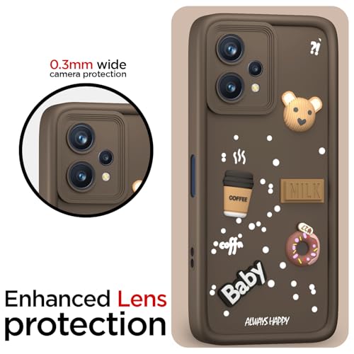 Image of Outlouders Back Cover for Realme 9 Pro 5G | 3D Cartoon Bear Cute Fun Silicone Full Body Protection Bumper Case (Brown)
