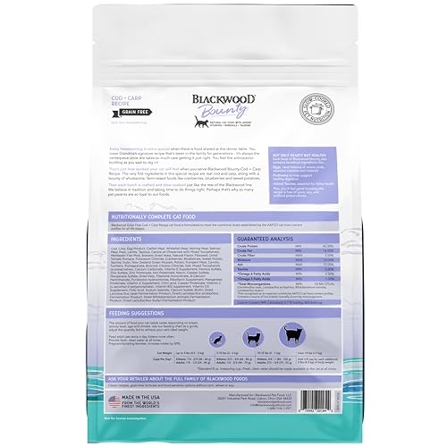 Image of Blackwood Bounty Dry Cat Food, Cod & Carp Recipe for All Life Stages, 4.5 Pound Bag, High Protein, Grain Free