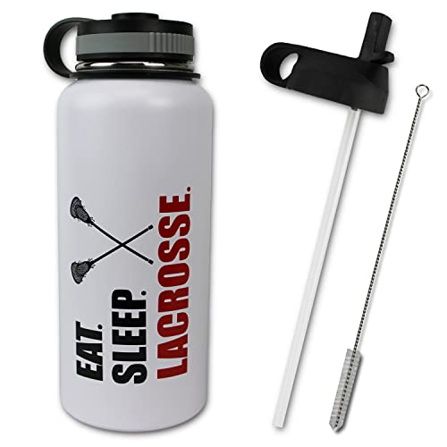 Urbanifi Lacrosse Water Bottle Sticks LAX Tumbler 32 oz Gift for Mom Tumbler, Men Flask Sports Travel Waterbottle, Stainless Steel, Keeps Water Cold for 24, Hot for 12 Hours (Lacrosse)