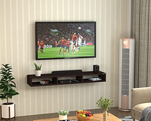 Image of Anikaa Zion Engineered Wood Wall Mount TV Unit /TV Stand /Wall Set Top Box Stand /TV Cabinet /TV Entertainment Unit (Wenge)(D.I.Y)