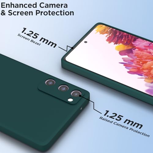 Image of Outlouders Back Cover for Samsung Galaxy S20 FE 5G | Camera Protection | Durable Soft Matte Silicone Bumper Case (Green)