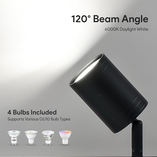 VONLUCE 4 Light Track Light Fixture, LED Track Lighting Kit with Rotatable Track Heads, 3-Color GU10 Bulbs Included, Modern Ceiling Spotlight for Kitchen Office Closet Studio Bedroom, Black