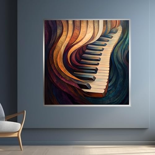 Lienzo abstracto de piano multicolor en formato 20x20 cm sin marco 3