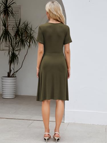 Image of Naggoo Womens Summer Dresses for Women 2026 Spring Floral Sundress Short Sleeve V Neck Wrap Dress with Pockets