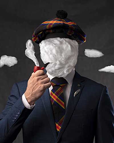 Image of Scottish Tam O' Shanter Hat Tartan Bonnet Pom Pom Wool Flat Cap One Size