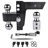 AP03 Black Adjustable Trailer Hitch 2 Inch Receiver 6 Inch Drop Rise Heavy Duty Aluminum Compatible with Automotive Parts for Part Number AP03