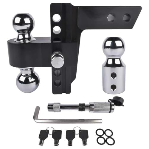 AP03 Black Adjustable Trailer Hitch 2 Inch Receiver 6 Inch Drop Rise Heavy Duty Aluminum Compatible with Automotive Parts for Part Number AP03