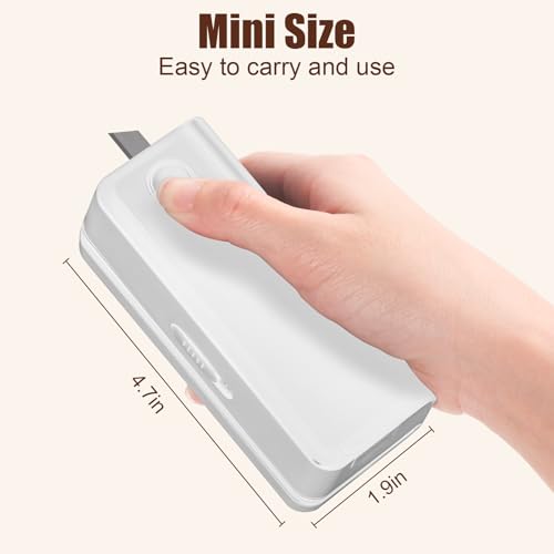 Mini Bag Sealer, 4.7\" Potato Chip Bags Heat Sealer Capper, Bag Reseal Snack Plastic Bag Heat Seal and Cutter, USB Charger Sealing Machine Impulse For Mylar Cereal Bags (White) - Thumbnail 2