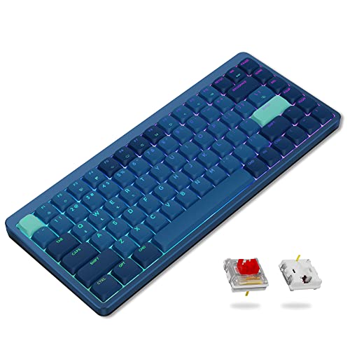 COSTOM XVX L75 Wireless Mechanical Keyboard, Bluetooth 2.4Ghz Wired Tri-Mode 75% Low Profile Gaming Keyboard, 84 Keys Compact RGB Keyboard w Aluminum Frame Compatible with Mac Windows Red Switch