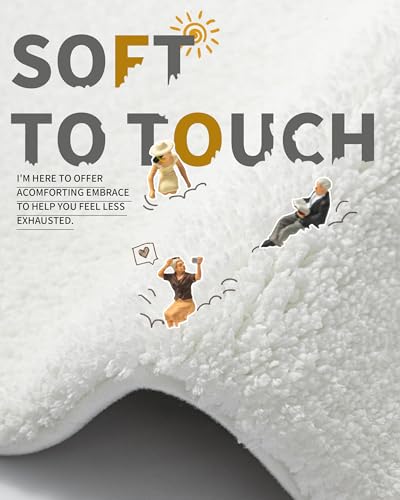 Tapis de bain en peluche douce blanche Disolla grand format antidérapant de douche - 5