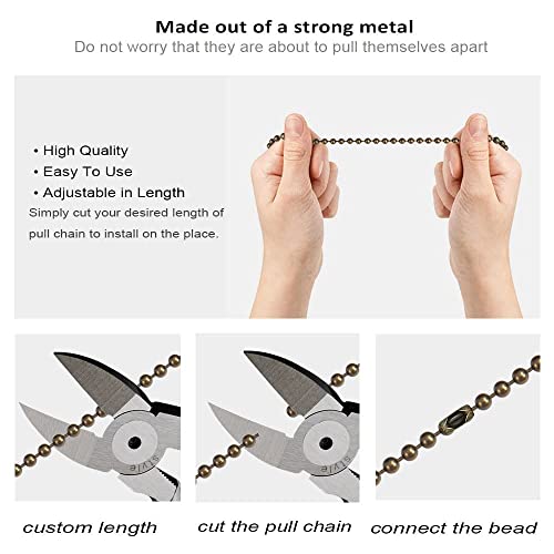 Aoprofree Ceiling Fan Pull Chain, Fan Pulls Set With Connector, 2 Pcs 12 Inches Beaded Ball Fan Pull Chain -Bronze #TOP4