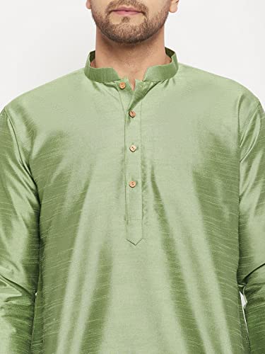 Image of VASTRAMAY Men Light Blue Cotton Kurta Pyjama and Dupatta Set (VASMKWH000nPCWHnD5AQ 36) | Independence Day