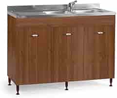 Mobiletto Sottolavello Cucina Bianco Frassinato - Modulare 85x50x120 Cm, Made In Italy