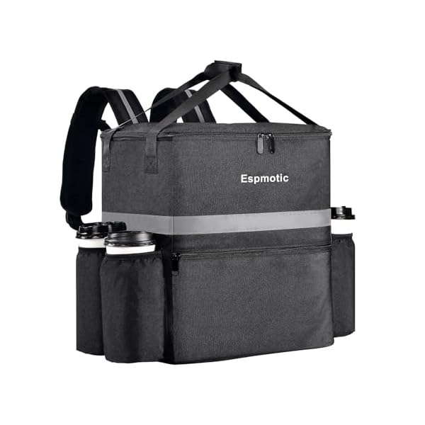 Insulated Food Delivery Backpack - Large Capacity, Leakproof, with 4 Reinforced Cup Holders; Optimized for Hot/Cold Food Delivery, Ideal for Uber Eats, DoorDash, Postmates & More