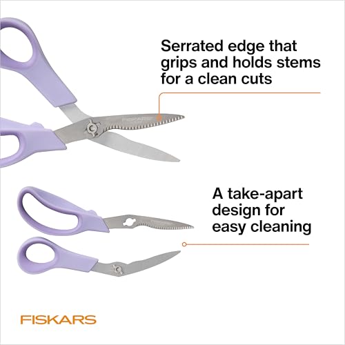 Image of Fiskars 2-Piece Pruning & Veggie Shears Set, Explore Collection Garden Tool Kit, Bypass Pruner for Light Trimming, Vegetable Shears with Serrated Stainless Steel Blades for Harvesting Flowers & Herbs