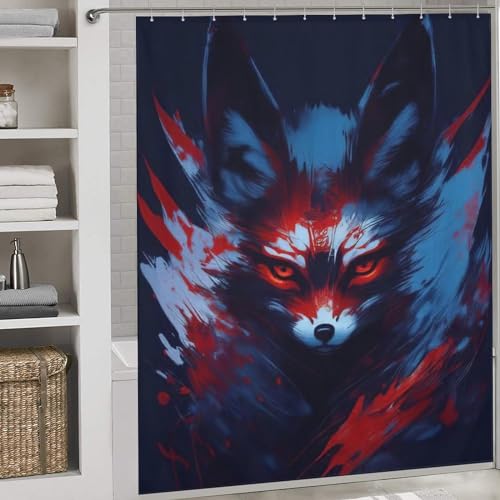Rideau de douche renard imperméable en polyester lavable pour rideau de baignoire 183x183cm - 2