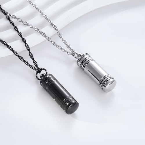Cremation Necklace for Ashes Cylinder Urns Locket Pendant Ashes Holder Stainless Steel Memorial Jewelry Keepsake Decorative Urns for Women Men2