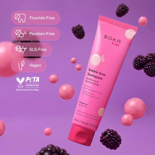 Image of Boka Kids Toothpaste - Fluoride Free Nano Hydroxyapatite Toothpaste | Kids Oral Care - Bubble Gum - 4 Oz, 1PK