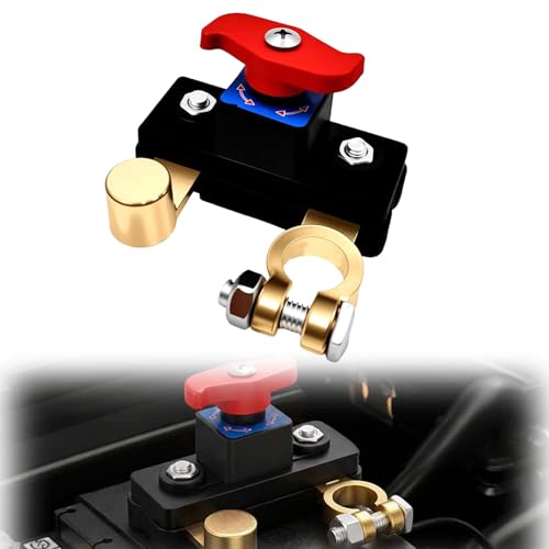 Car Battery Power Cut-Off Switch Breaker 12v/24v Universal Battery Disconnect & Leak Protector Pure Copper Stable Transmission High Conductivity Car Battery Disconnect Switch for Car (Copper)