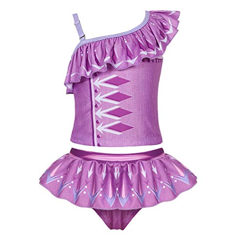 Image of Jurebecia Princess Two Piece Swimsuit for Girls Ruffle Sleeve Bathing Swimwear Baby Girls Takini 2-10 Years