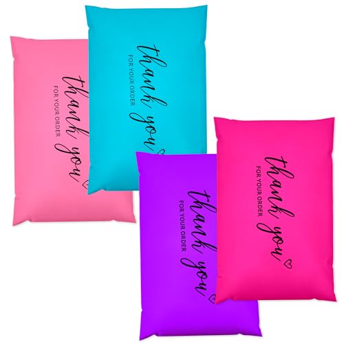 JinRuiKJ Thank You Poly Mailer - 6x9 Poly Mailers Variety Pack of 100, 25 Pcs Each Color, Strong Adhesive Shipping Bags for Clothing, Durable Thick Mailer Bags with Self Seal - Mixed Color2