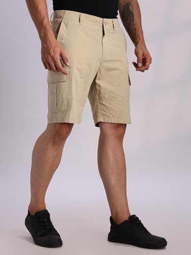 Image of Thomas Scott Men's | Regular Fit | 100% Cotton | Solid | Breathable Lightweight | 6-Pocket Cargo Shorts | Cricket Club Collection